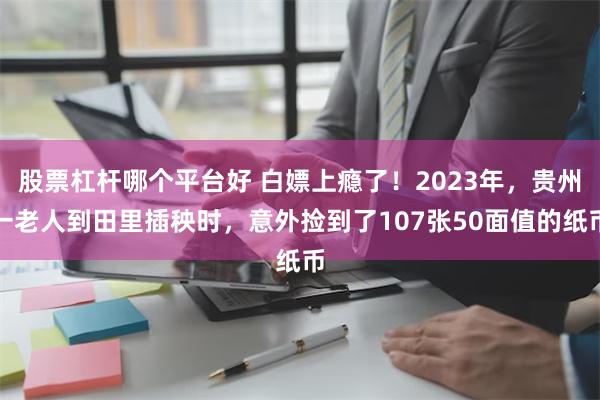 股票杠杆哪个平台好 白嫖上瘾了！2023年，贵州一老人到田里插秧时，意外捡到了107张50面值的纸币