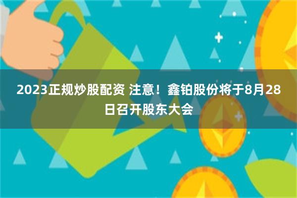 2023正规炒股配资 注意！鑫铂股份将于8月28日召开股东大会