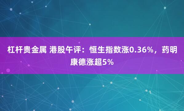 杠杆贵金属 港股午评：恒生指数涨0.36%，药明康德涨超5%